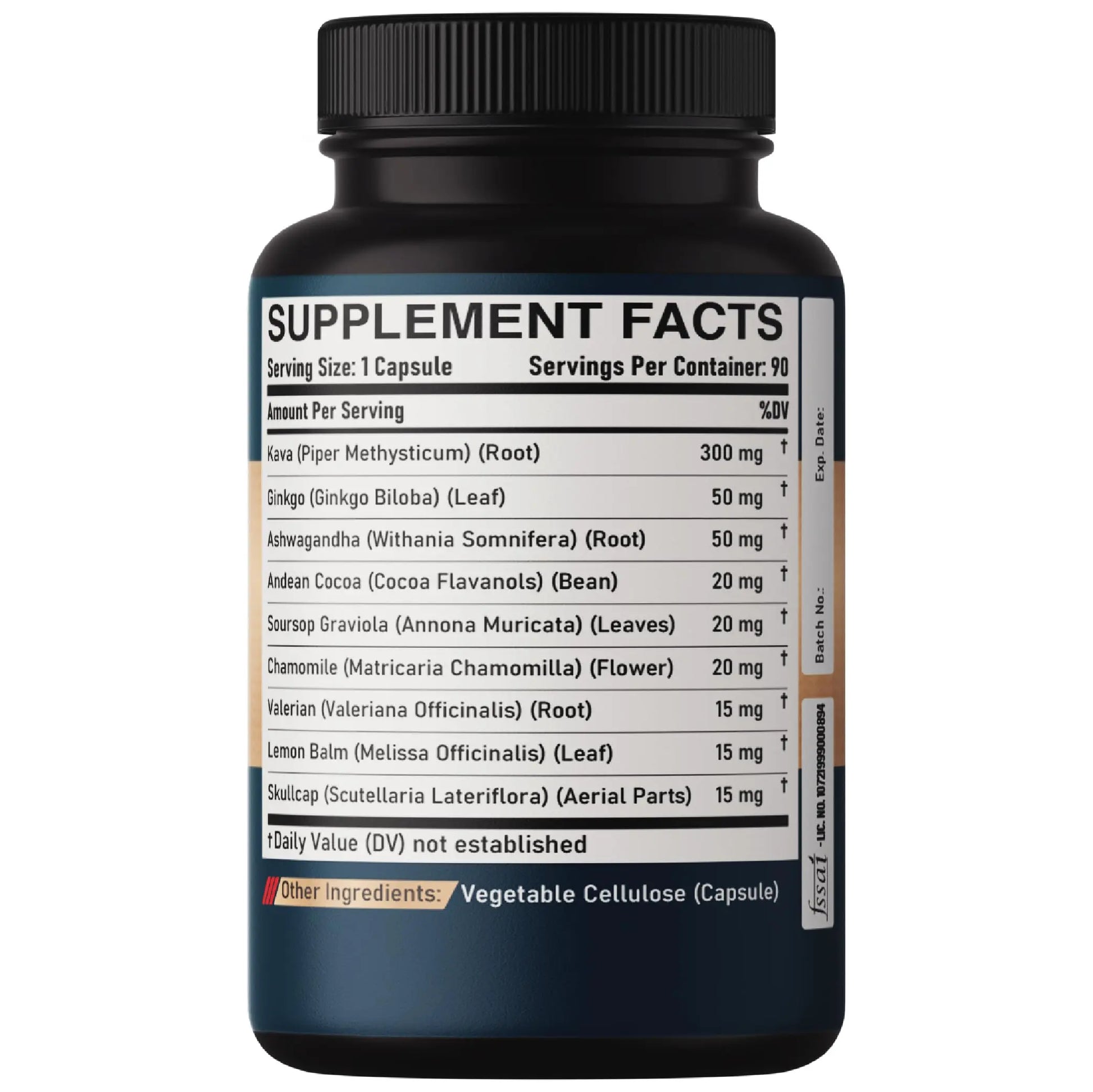 DEDICAD Kava Kava Capsules - 3 Month Supply - 9 Herbs with Ginkgo Biloba, Ashwagandha Root, Andean Cocoa, Graviola Leaf, Chamomile, Valerian, Lemon Balm & Skullcap - Support Mood & Immune - 90 Pills DEDICAD buy supplements Au