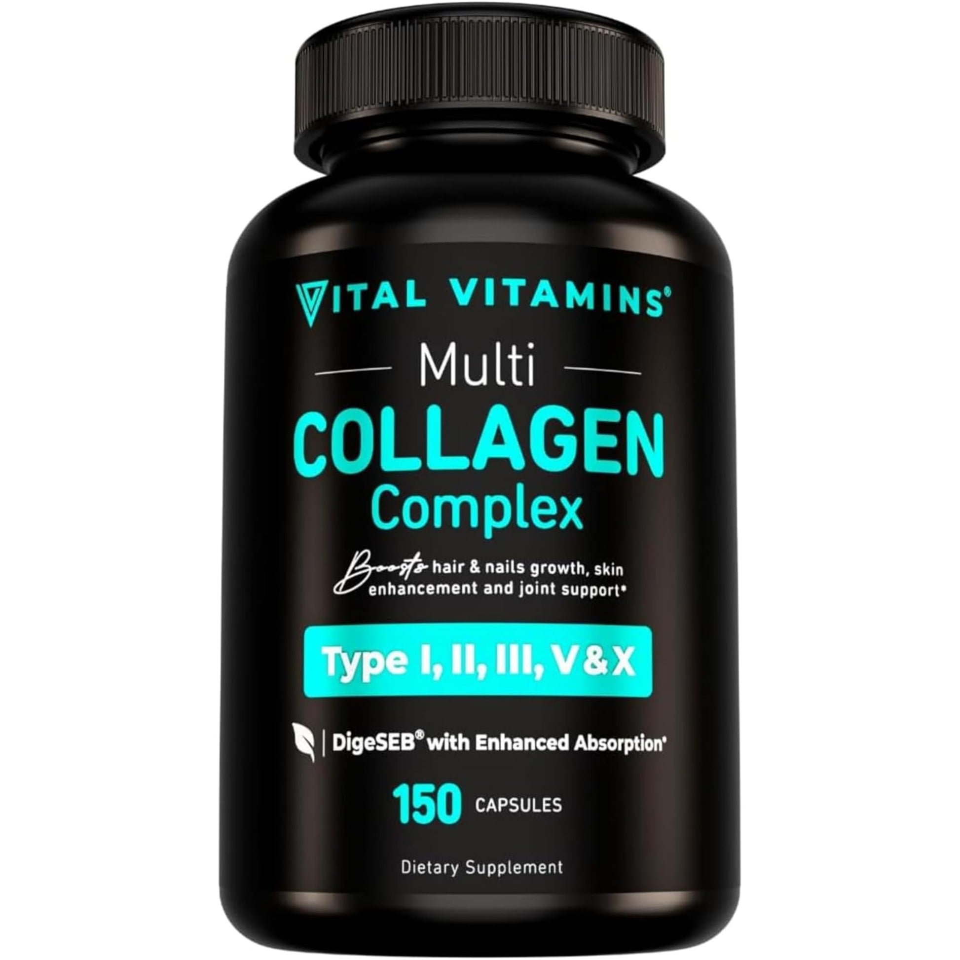 Vital Vitamins Multi Collagen Capsules - Type I, II, III, V, X - Grass-Fed, Collagen Peptides Supplements, Non-GMO - for Men & Women - 150 Count Vital VitaminsBuy Supplements Australia
