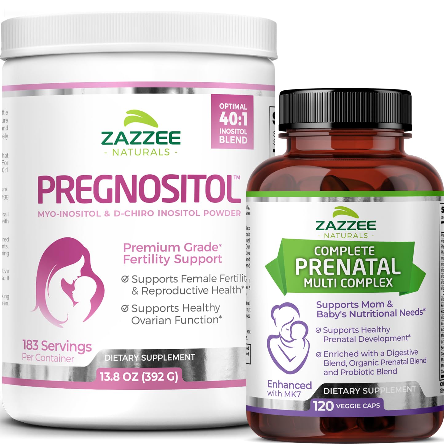 Zazzee PREGNOSITOL Powder and Extra Strength Prenatal Multi Complex Zazzee