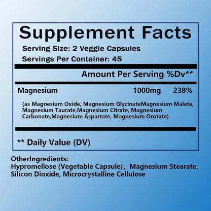 Magnesium Complex Supplement - 8 Elemental Magnesium 1000mg - Glycinate, Citrate, Malate, Taurate Chelated | Easy Absorption, Energy Support | Vegan Non-GMO, 90 Capsules (1pc) KFUKFU buy supplements Au