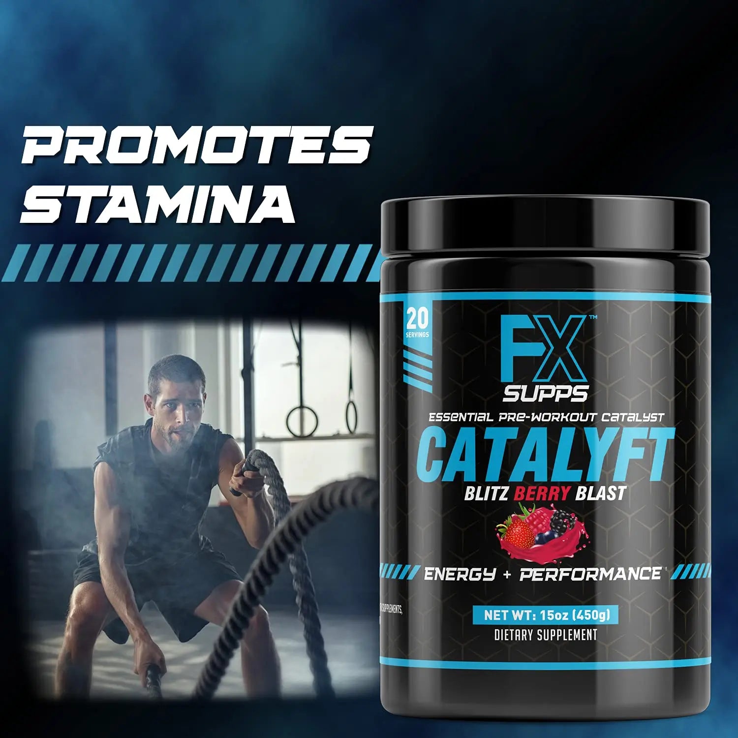 FX Supps Catalyft Pre-Workout PowderDrink for Men and Women Blitz Berry Blast Dietary FXSUPPS
