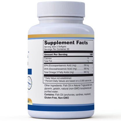 High DHA Omega 3 Fish Oil - CogniDHA - Pharmaceutical Grade - 840 mg Omega-3s - Supercritical CO2 Tranquility Labs