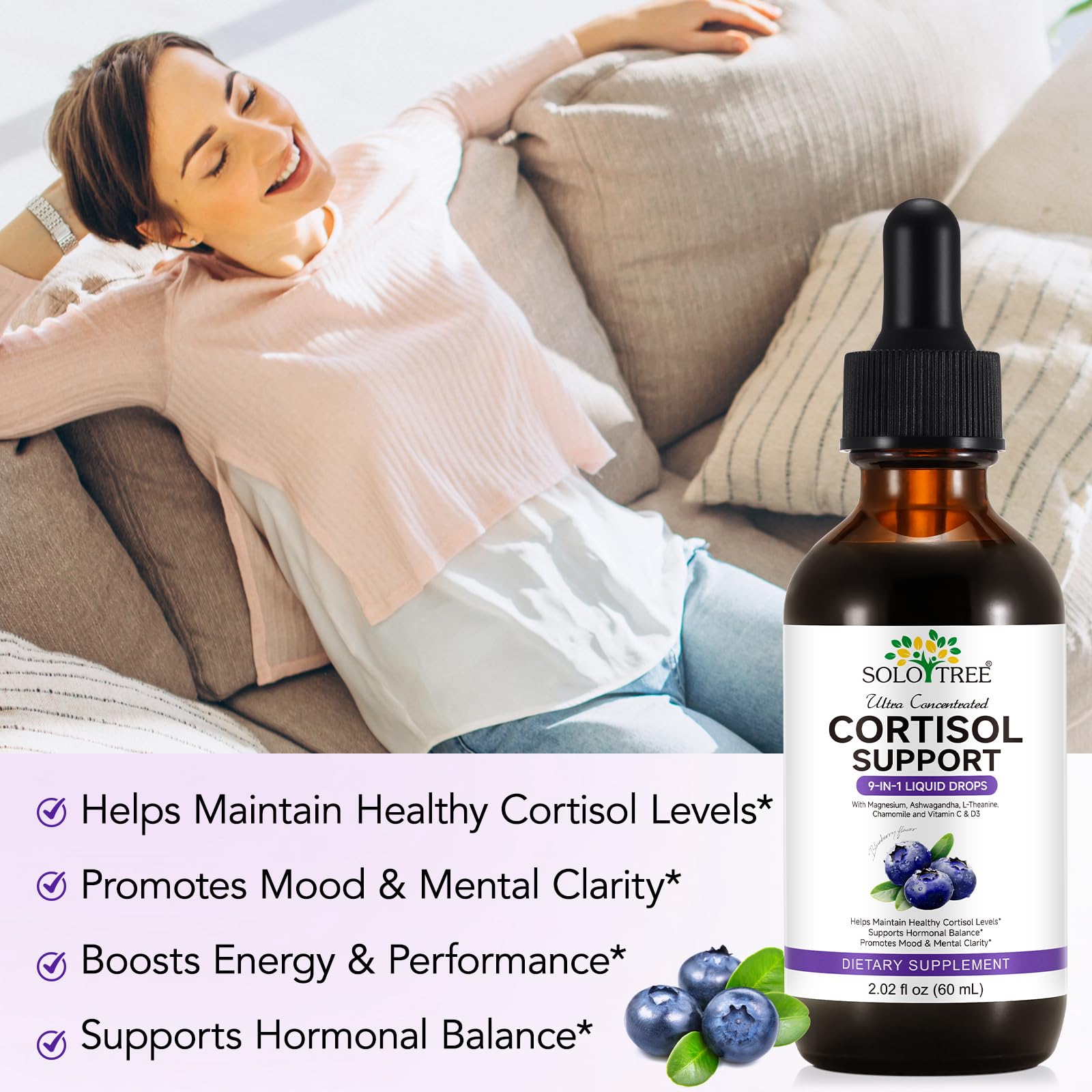 NIFEISHI Cortisol Reducer & Manager Liquid Drops for Women & Men | Cortisol Supplements with Ashwagandha & Magnesium | 9-in-1 Stress & Mood Support, Blueberry Flavor-2.02 floz NIFEISHIBuy Supplements Australia