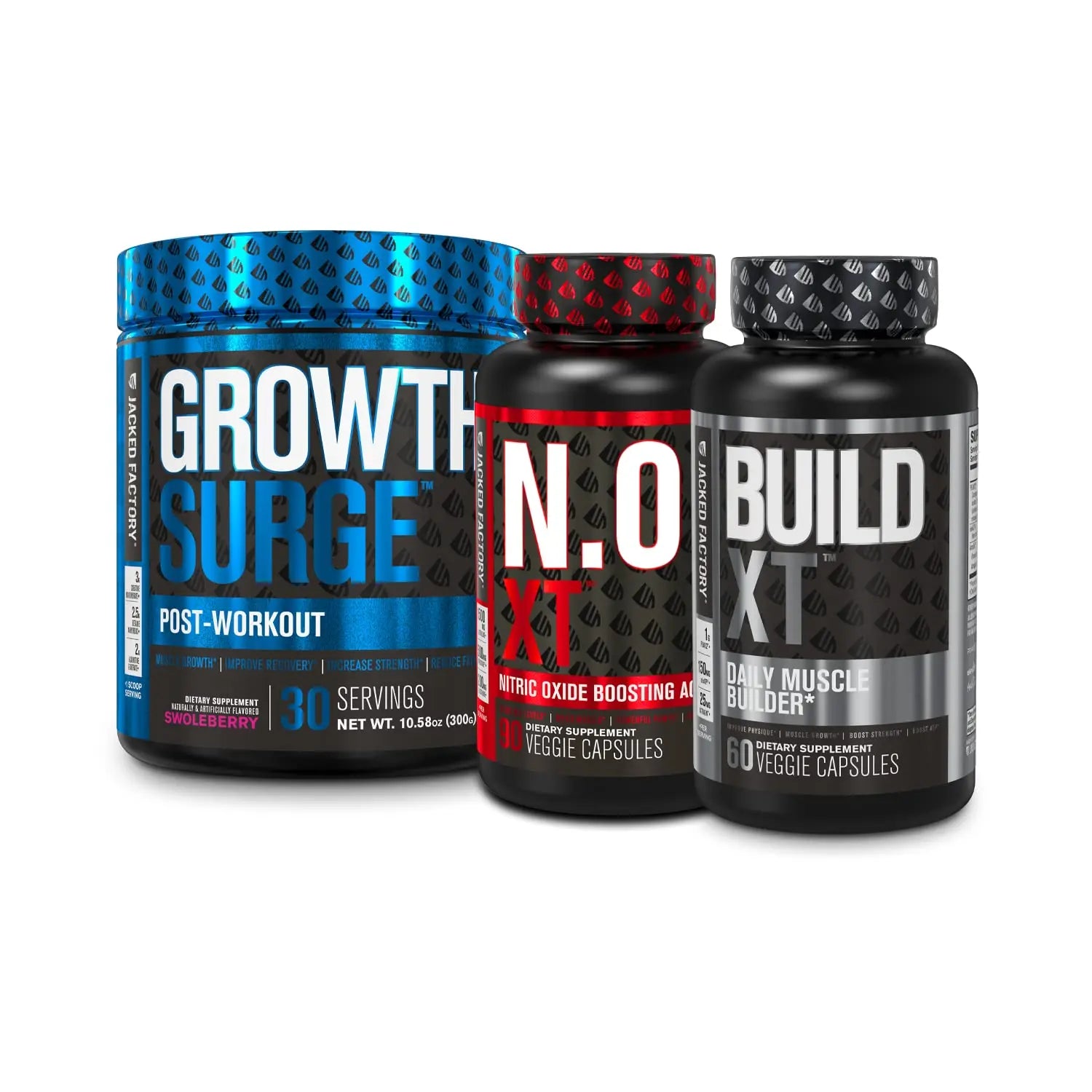 Jacked Factory N.O. XT Nitric Oxide Supplement, Growth Surge Post Workout Muscle Jacked Factory