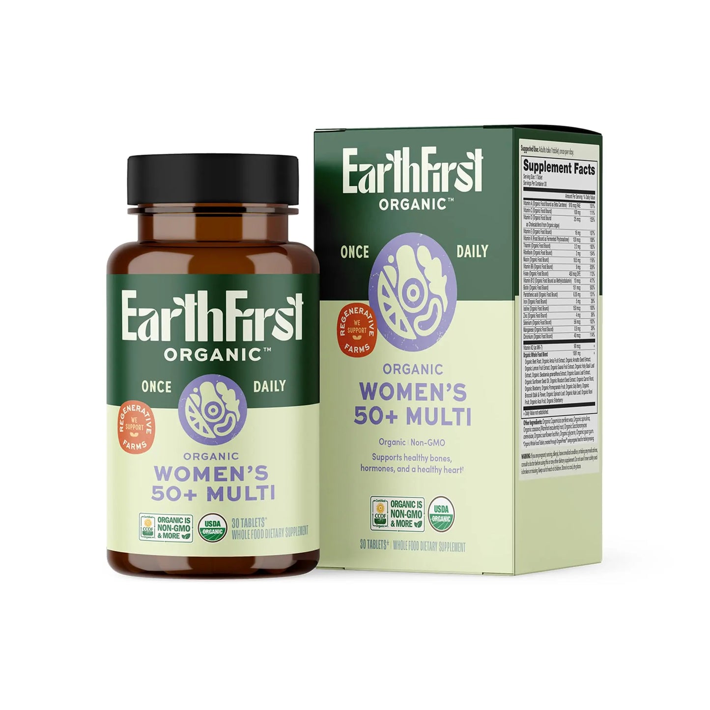 EarthFirst Organic Women's & Men's 50+ Once Daily Multi Bundle,19 Vitamins from Herbs & Superfoods, 30 Count EarthFirst Organic buy supplements Au