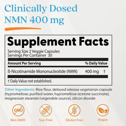 Doctor's Best NMN Supplement for Women & Men - Supports NAD+ Production & Cellular Energy, Beta Nicotinamide Mononucleotide, 200 mg per Capsule, Vegan, Non GMO - 60 Veg Caps Doctor's BESTBuy Supplements Australia