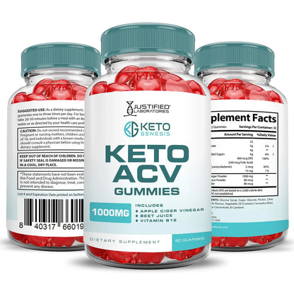 (3 Pack) Keto Genesis Keto ACV Gummies Advanced Formula 1000MG Keto Genesis Keto Justified Laboratories