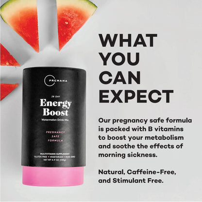 Premama Prenatal Vitamin Energy Boost Drink Mix & Prenatal Support Bundle, Omega 3, B Vitamins Premama