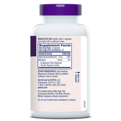 Natrol Triple Magnesium Complex Supplement, Glycinate, Citrate & Taurate 200mg High Absorption, Support Whole Body Wellness, 60 Capsules Natrol buy supplements Au