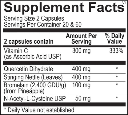 The Source Matters Alleviator Clear-ME SR Seasonal Allergy Relief and Immune Support | Quercetin, Bromelain, Stinging Nettles, NAC, and Vitamin C (40 Capsules) THE SOURCE MATTERS buy supplements Au