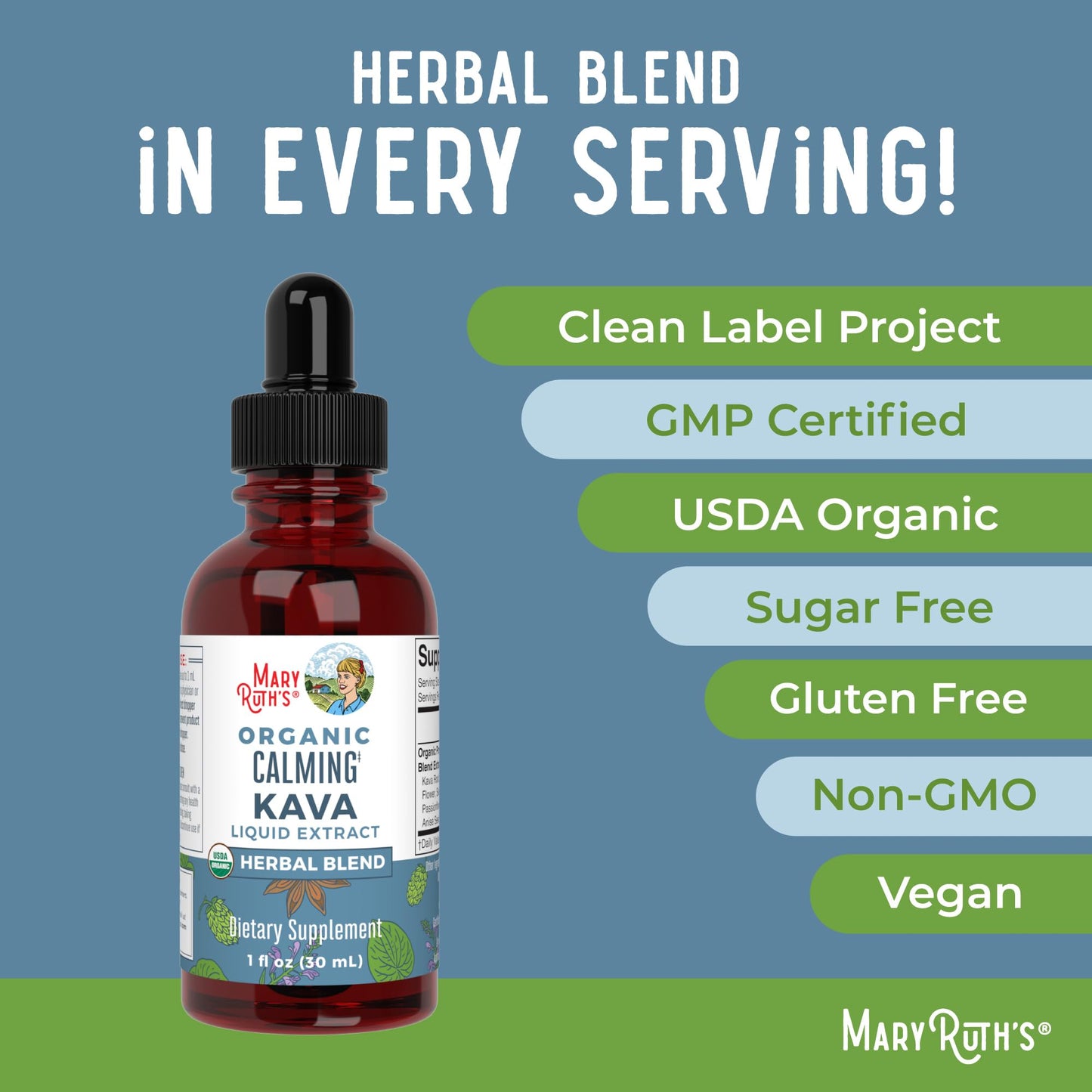 MaryRuth Organics, Herbal Supplement Drop, Calmness & Relaxation, Pack of 1, USDA Kava Root, Sugar/Gluten Free, Support Sleep, Calm & Stress Relief, Vegan, Non-GMO, 30 Servings MARYRUTH'SBuy Supplements Australia