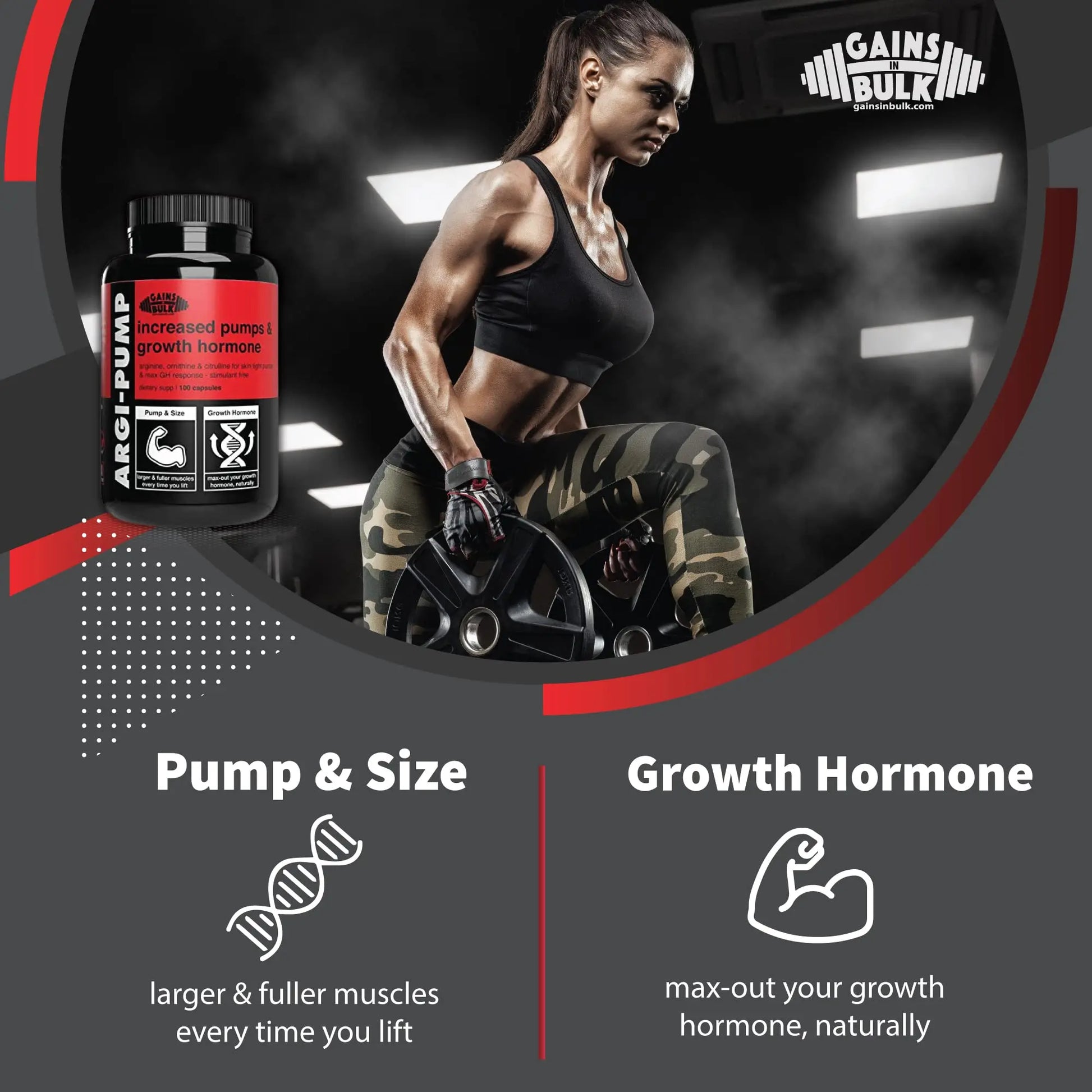 Gains in Bulk, Argi Pump, L-Arginine Nitric Oxide Booster with L-Citrulline and L-Ornithine GAINS IN BULK GAINSINBULK.COM