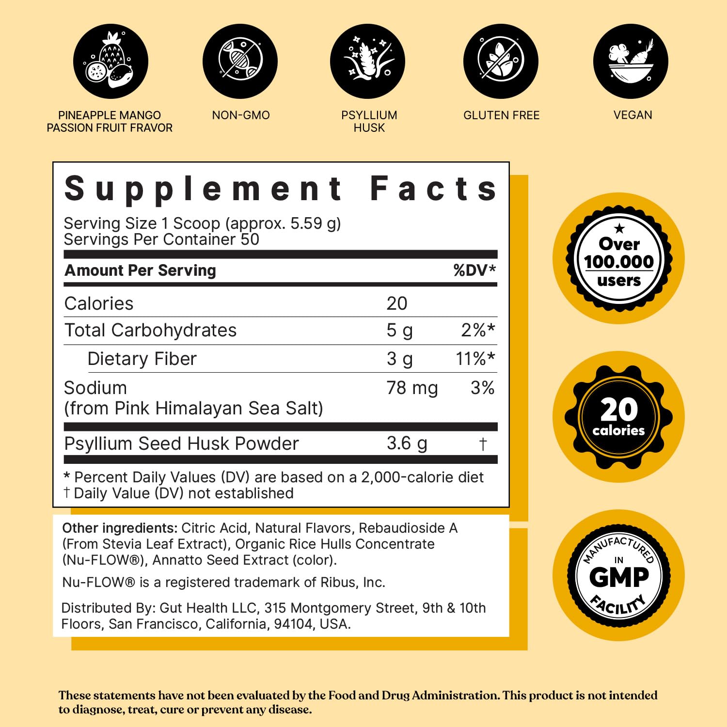 ColonBroom Psyllium Husk Powder with Stevia (Tropical Fruits) - Colon Cleanse for Bloating Relief & Gut Health - Colon Broom Fiber Powder Drink - Vegan Fiber Powder Stevia Supplement, 50 Servings ColonBroomBuy Supplements Australia