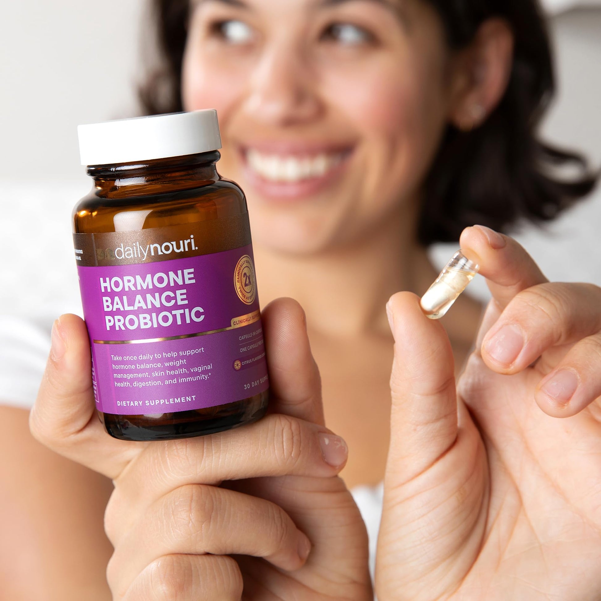 Daily Nouri Hormone Balance Probiotics for Women | Hormonal Balance Support | Vaginal pH + Gut Health | 7 Clinically Studied Strains + Omega | 30-Day Supply Daily NouriBuy Supplements Australia