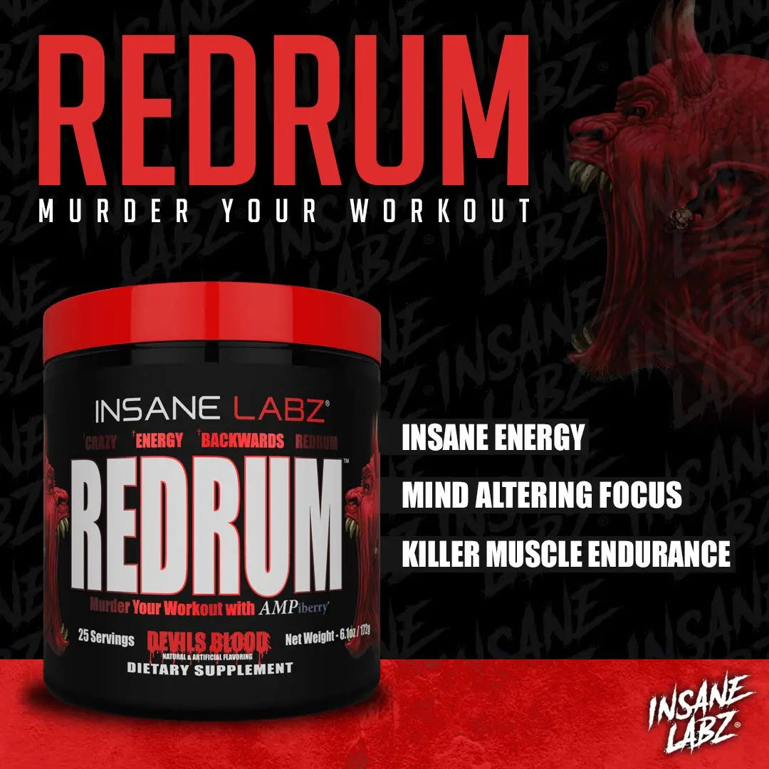 Insane Labz Redrum High Stim Pre Workout NO Booster Powder, Loaded with Beta Alanine Insane Labz