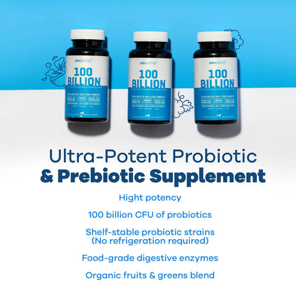 100 Billion - Probiotics and Prebiotics Supplement Pills - Digestive Enzymes and Prebiotic GOBIOTIX