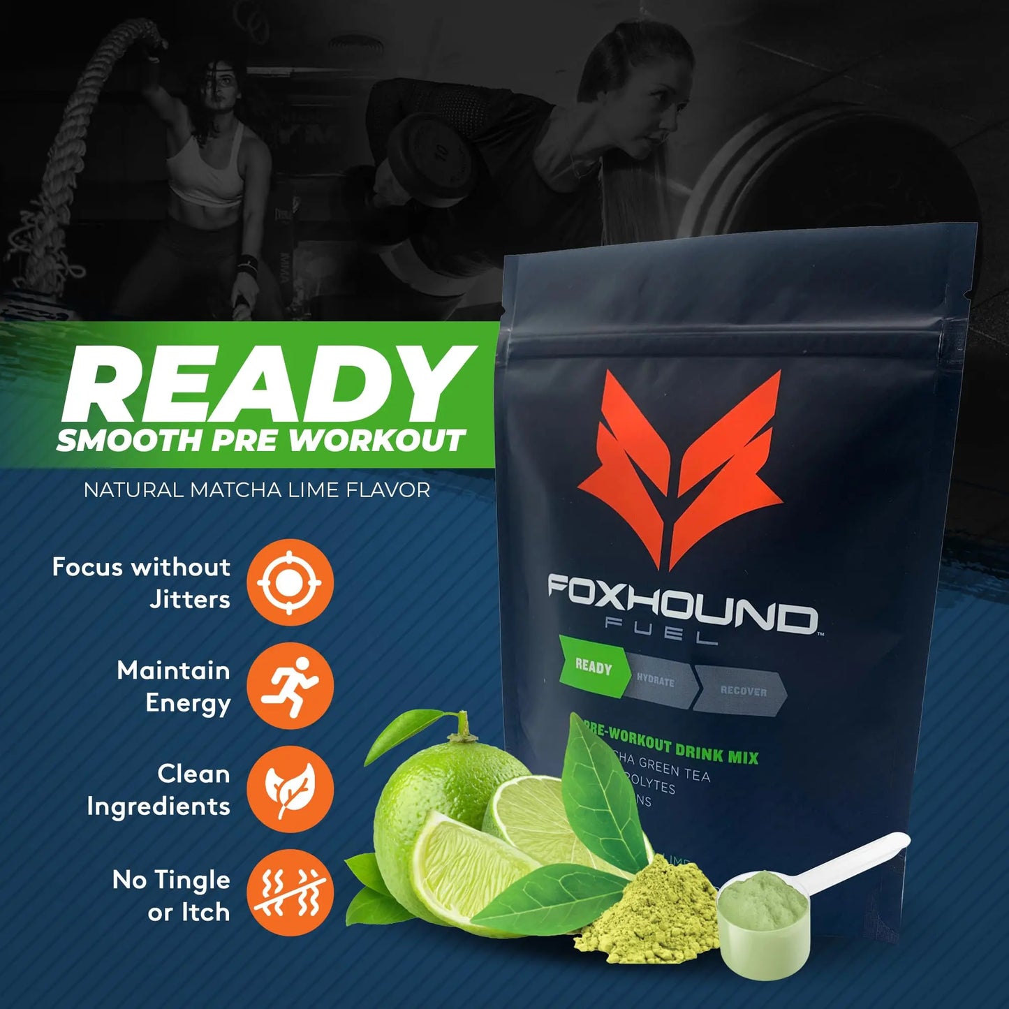 Foxhound Fuel Keto Pre Workout Powder Electrolytes Drink Mix, Sugar Free Preworkout Foxhound Fuel
