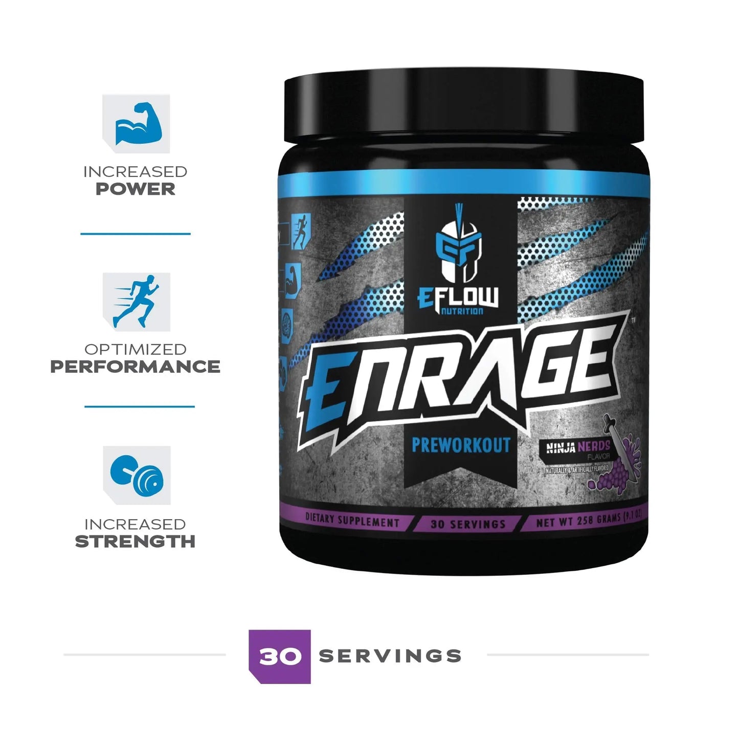 eFlow Nutrition ENRAGE Pre Workout - Energy, Focus, Pumps, and Strength - Ninja Nerds eFlow Nutrition