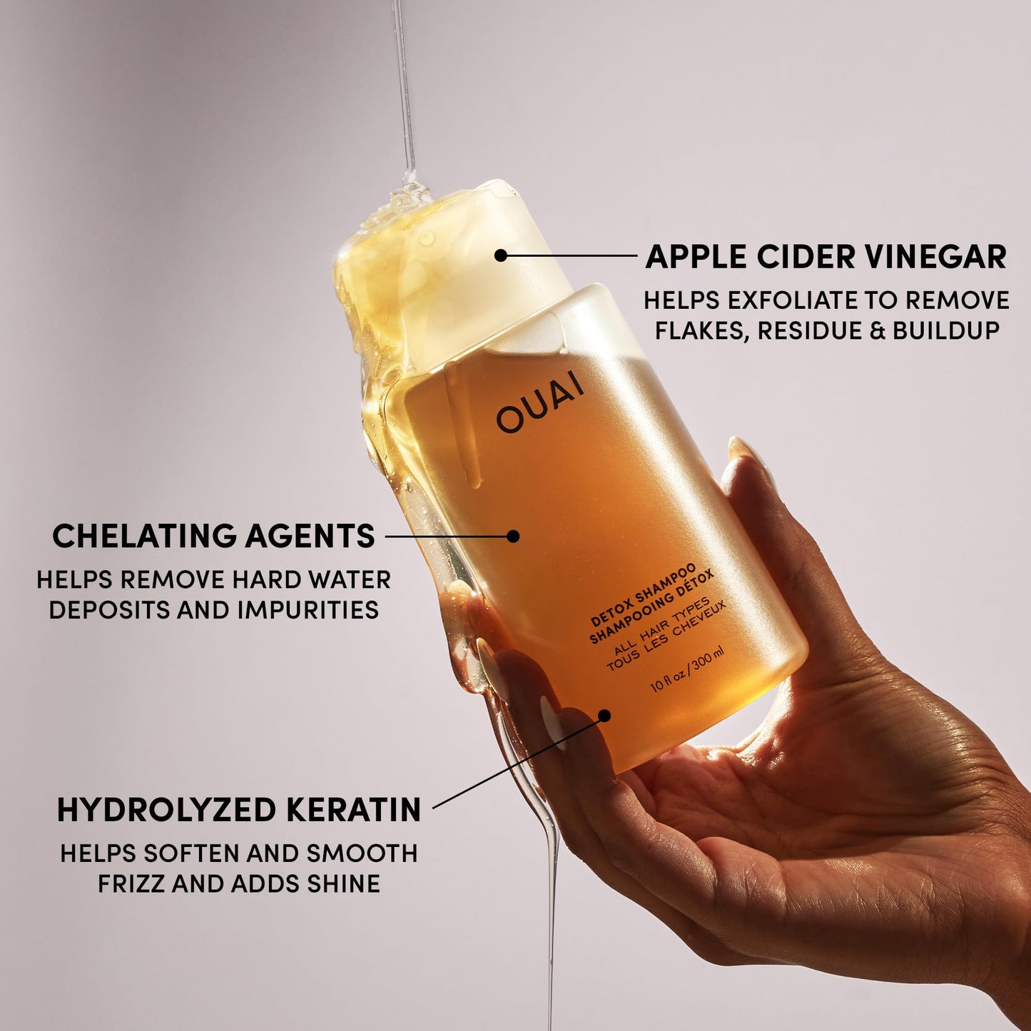 OUAI Detox Shampoo - Clarifying Shampoo for Build Up, Dirt, Oil, Product and Hard Water - Apple Cider Vinegar & Keratin for Clean, Refreshed Hair - Sulfate-Free Hair Care (10 oz) OUAIBuy Supplements Australia