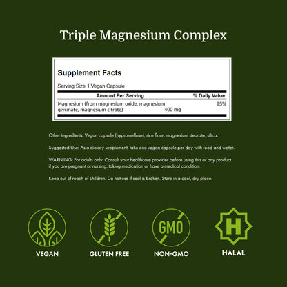 Swanson Triple Magnesium Complex - 100 Capsules, 400mg Each Swanson buy supplements Au