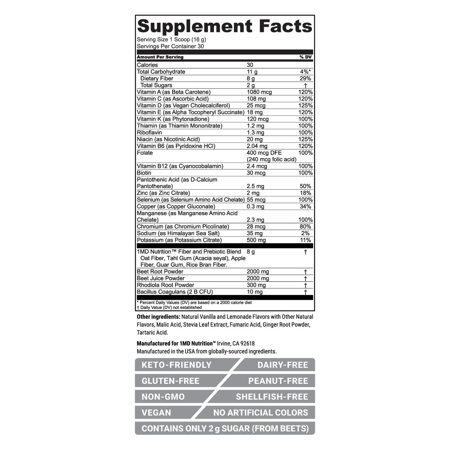 1MD Nutrition CardioFitMD - Vegan Beets Superfood Keto-Friendly Heart Health Powder 1MD Nutrition