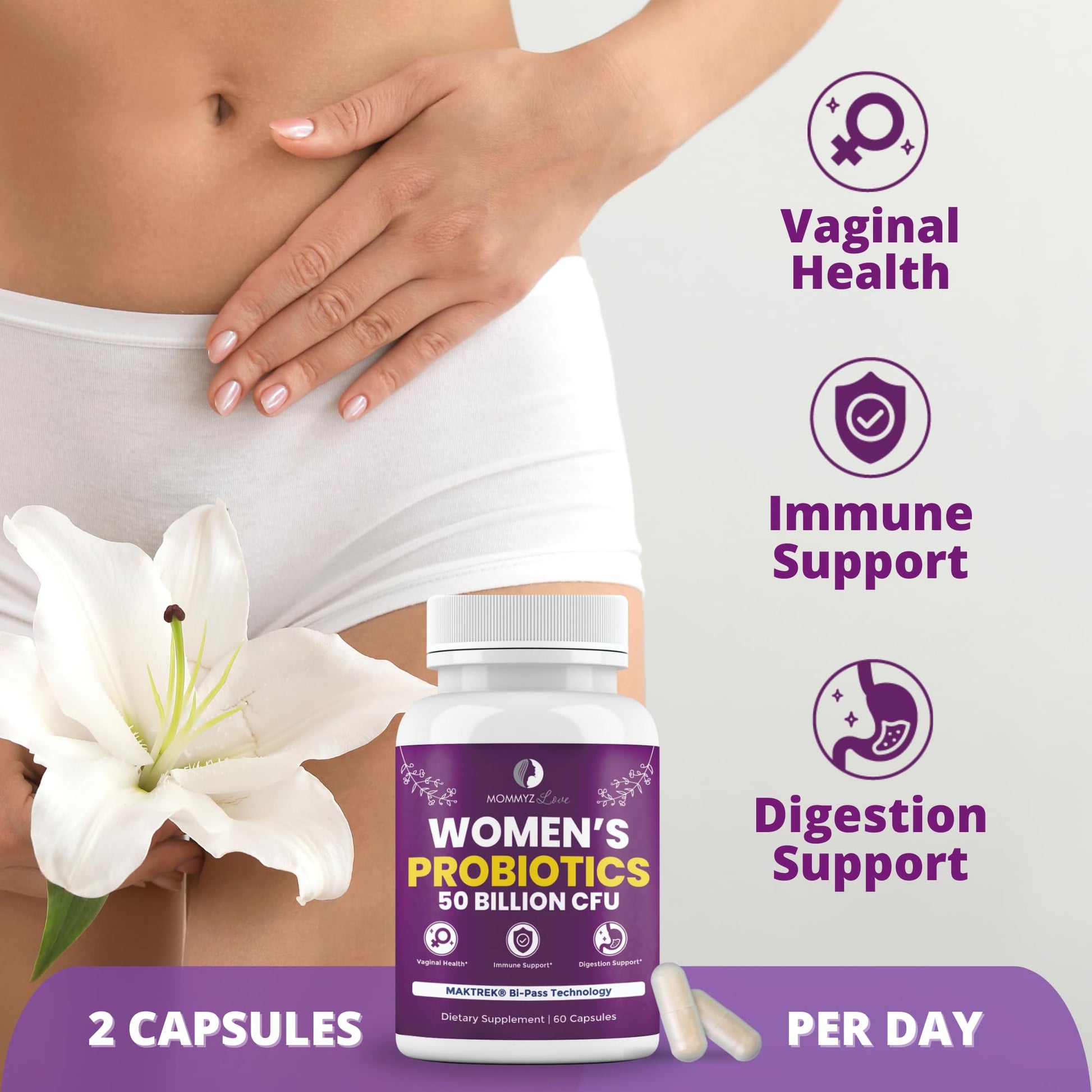 Mommyz Love Probiotics for Digestive Health, Vaginal Odor Control, Balanced pH Mommyz Love