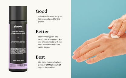 Elepure Pure Elements Magnesium Sleep Lotion with Lavender and Melatonin - Topical Application Night Cream- High Potency - Organic Materials - Large Size - Great Value - 8 fl. oz Elepure Pure ElementsBuy Supplements Australia