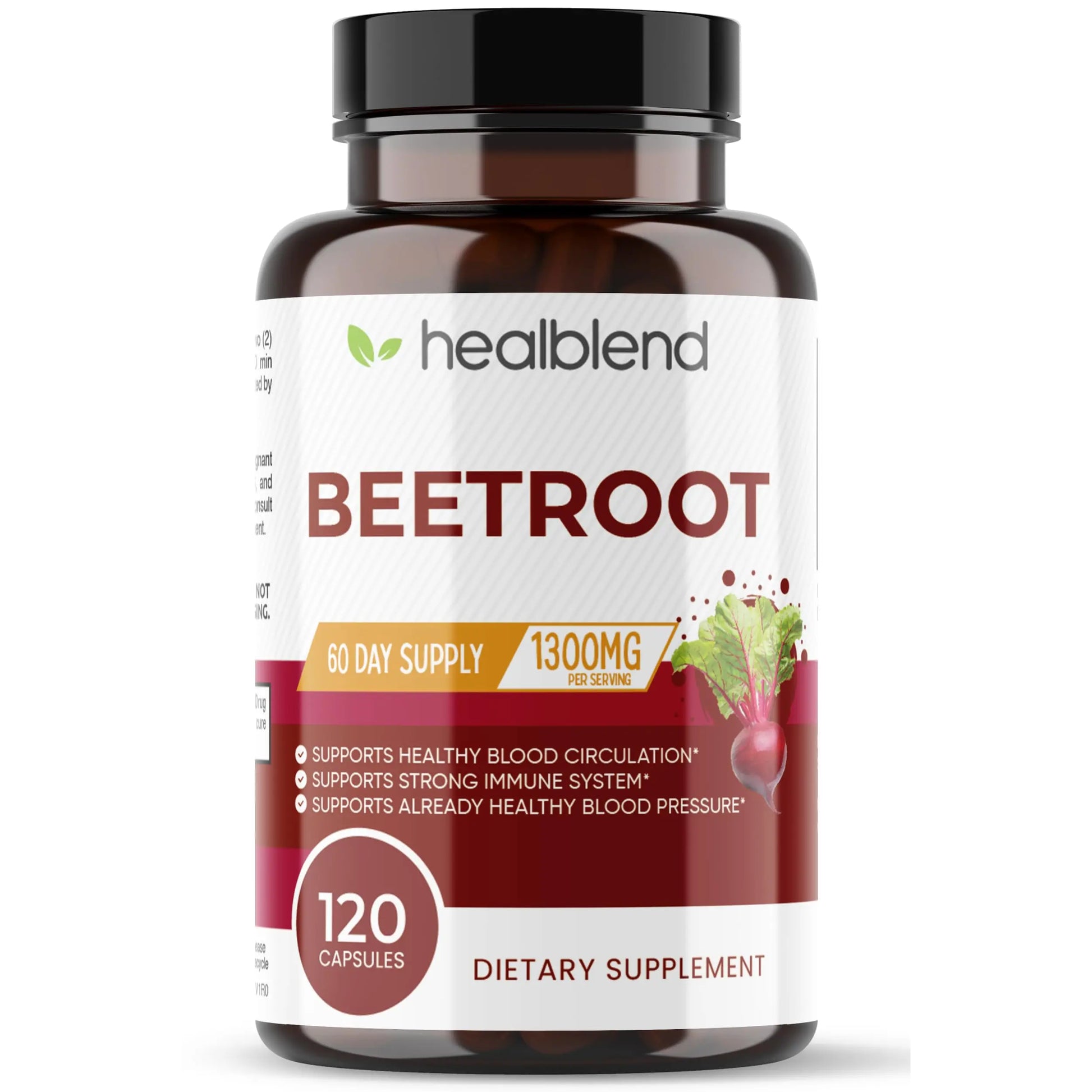 healblend Organic Nitric Oxide Beet Root Capsules 1300mg - Support Immune System healblend