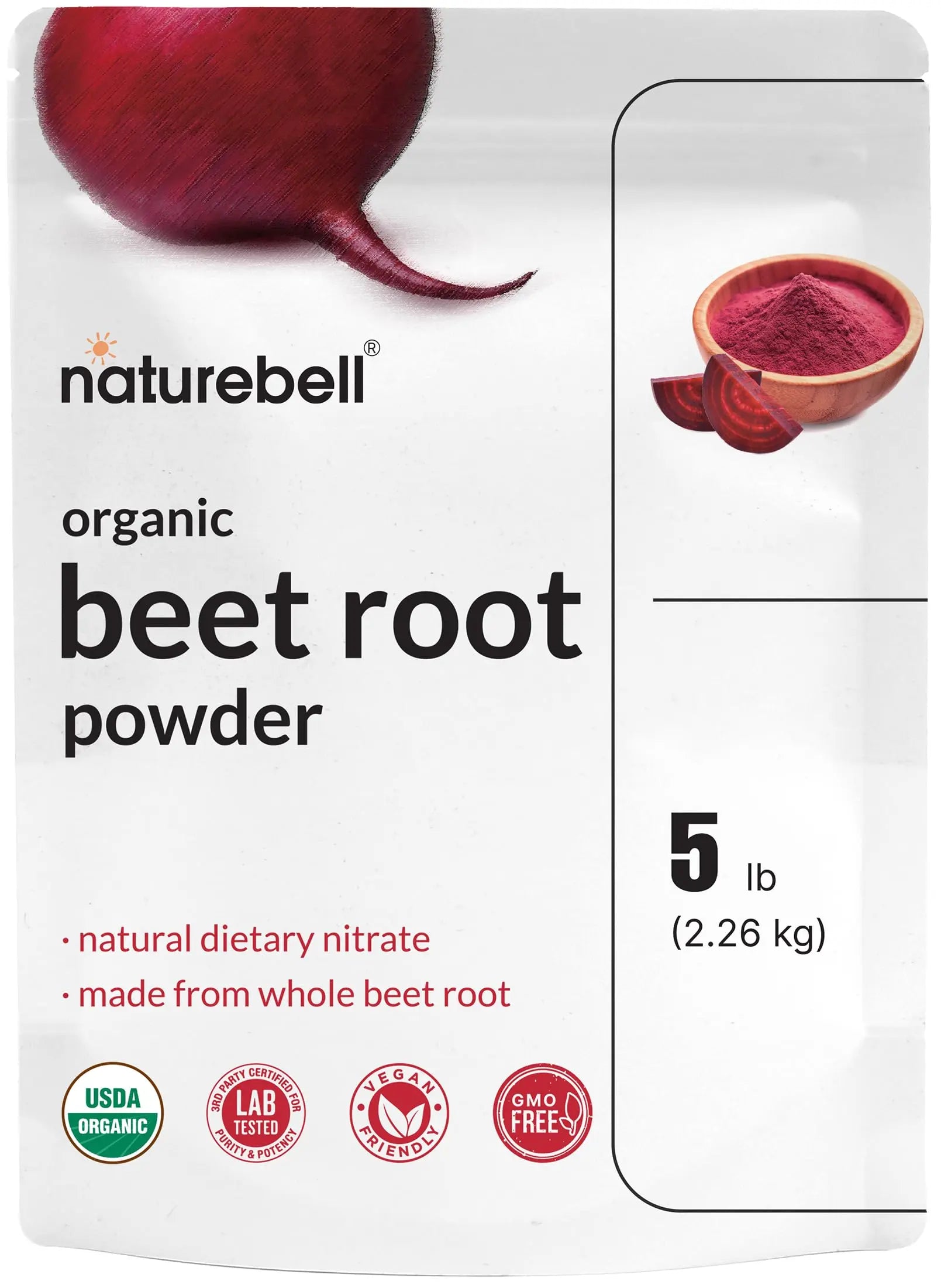 Organic Beet Root Powder 5Lbs | 4,000mg Per Serving – Concentrated Whole Beet Root NatureBell