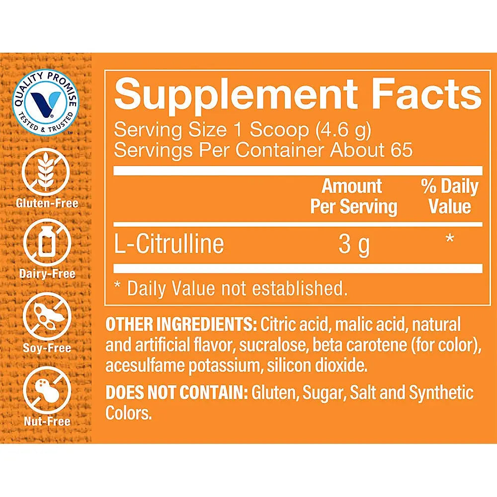The Vitamin Shoppe L-Citrulline - Free-Form Amino Acid - Nitric Oxide Booster - 3,000 MG The Vitamin Shoppe