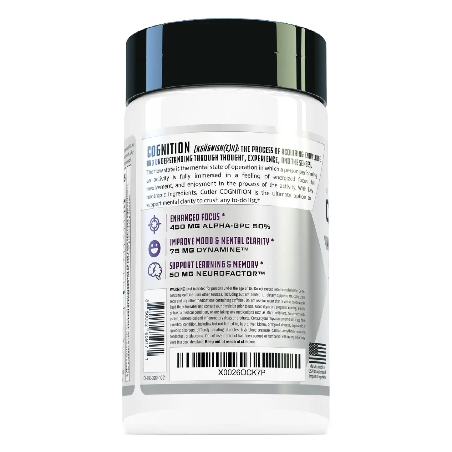 COGNITION High Potency Brain Nootropic Focus Supplement: Best Nootropic and Energy Pills for Mental Clarity, Memory, Studying, Gaming, and Work | Alpha GPC, Dynamine, Caffeine, L Theanine , 60 Count Cutler Nutrition buy supplements Au