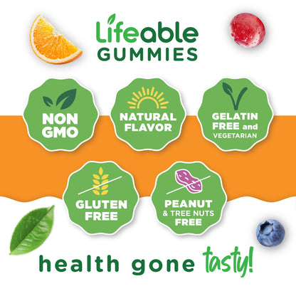 Lifeable Prebiotic Fiber Gummies for Adults | 5g | Great Tasting Fiber Supplement Gummies | Prebiotic Gummies for Digestive Health