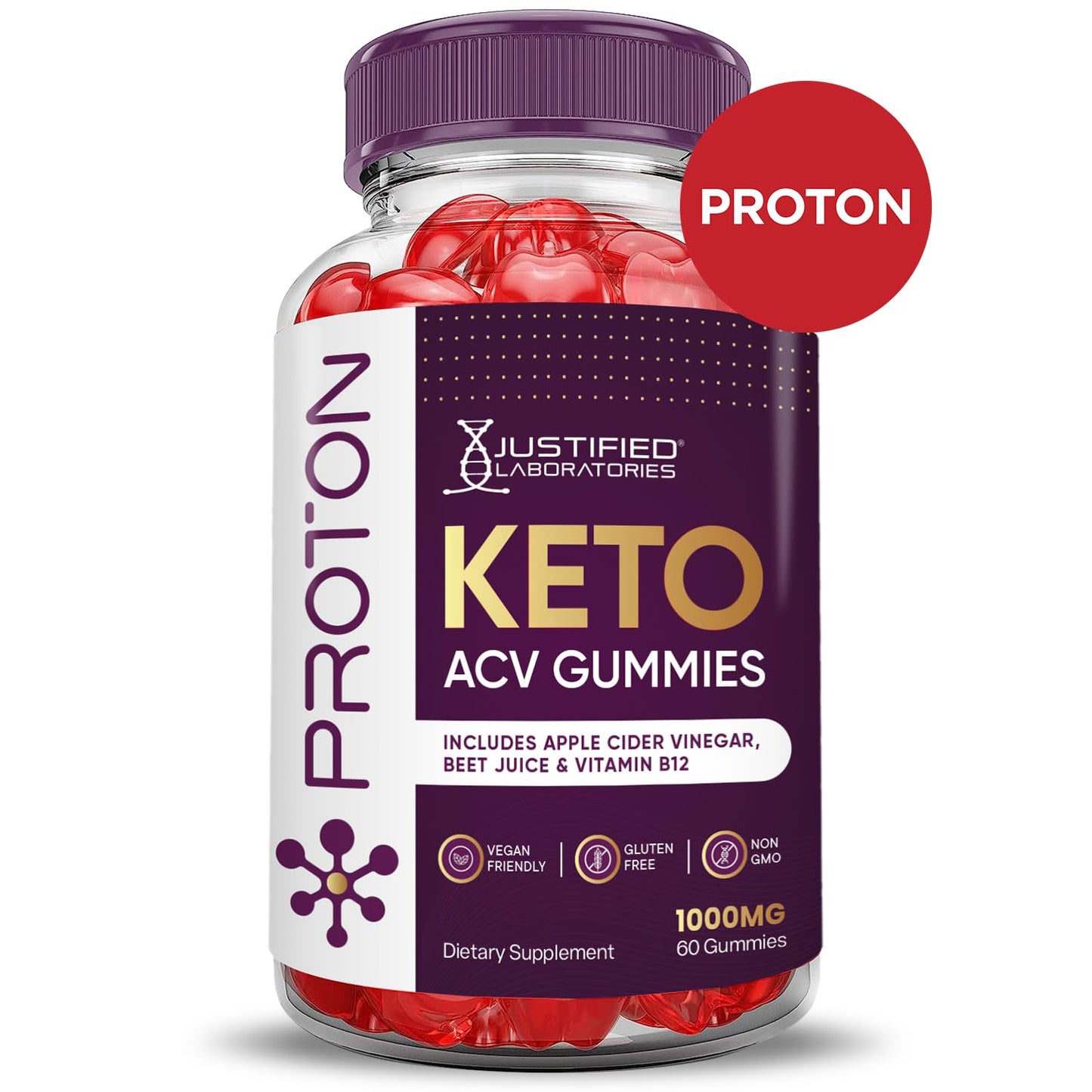 (2 Pack) Proton Protein Keto ACV Gummies Advanced Formula 1000MG Proton Keto Justified Laboratories