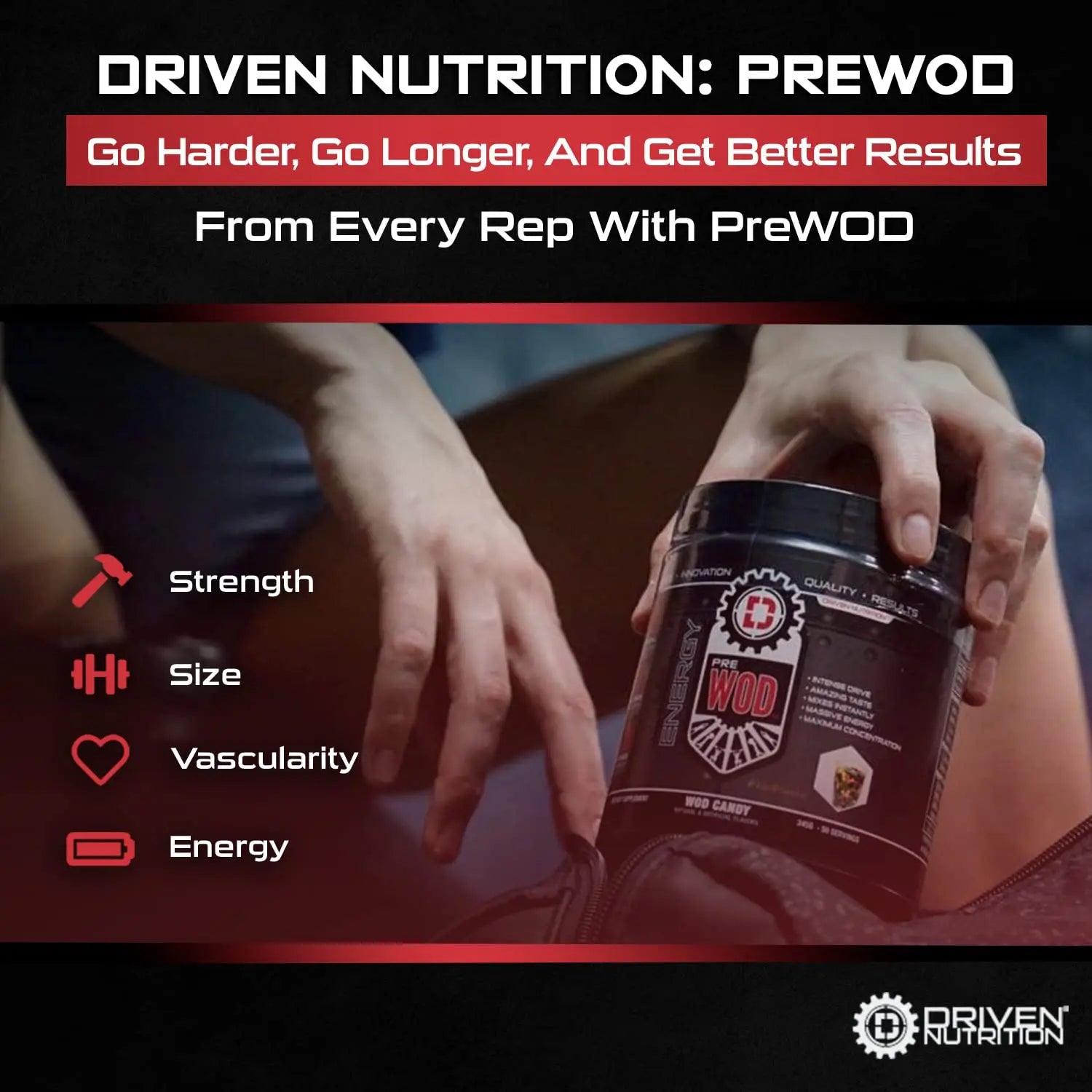 Driven PREWOD Energy Matrix, 50 Servings - Pre-Workout Supplement with Caffeine Driven Nutrition