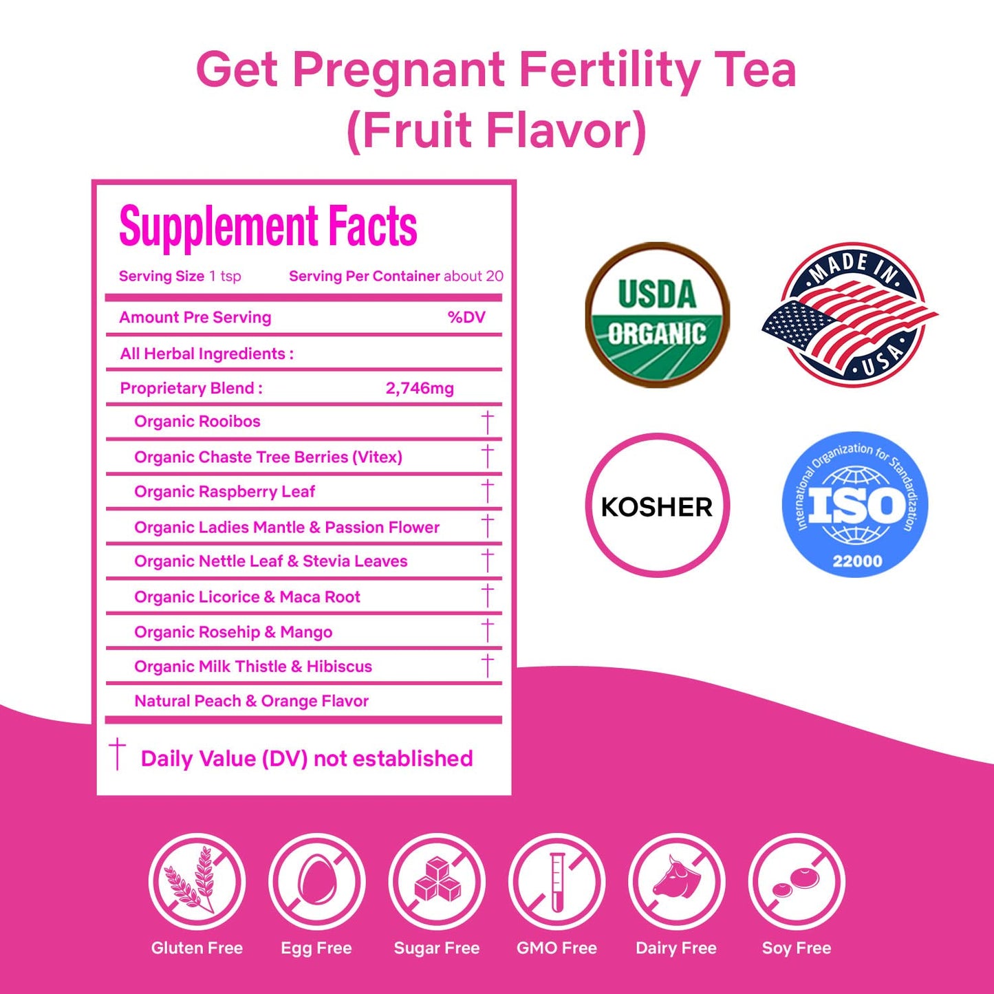 Secrets Of Tea Get Bundle of Fertility Tea Fruit Flavor and Prenatal Vitamin for Women with DHA Secrets Of Tea