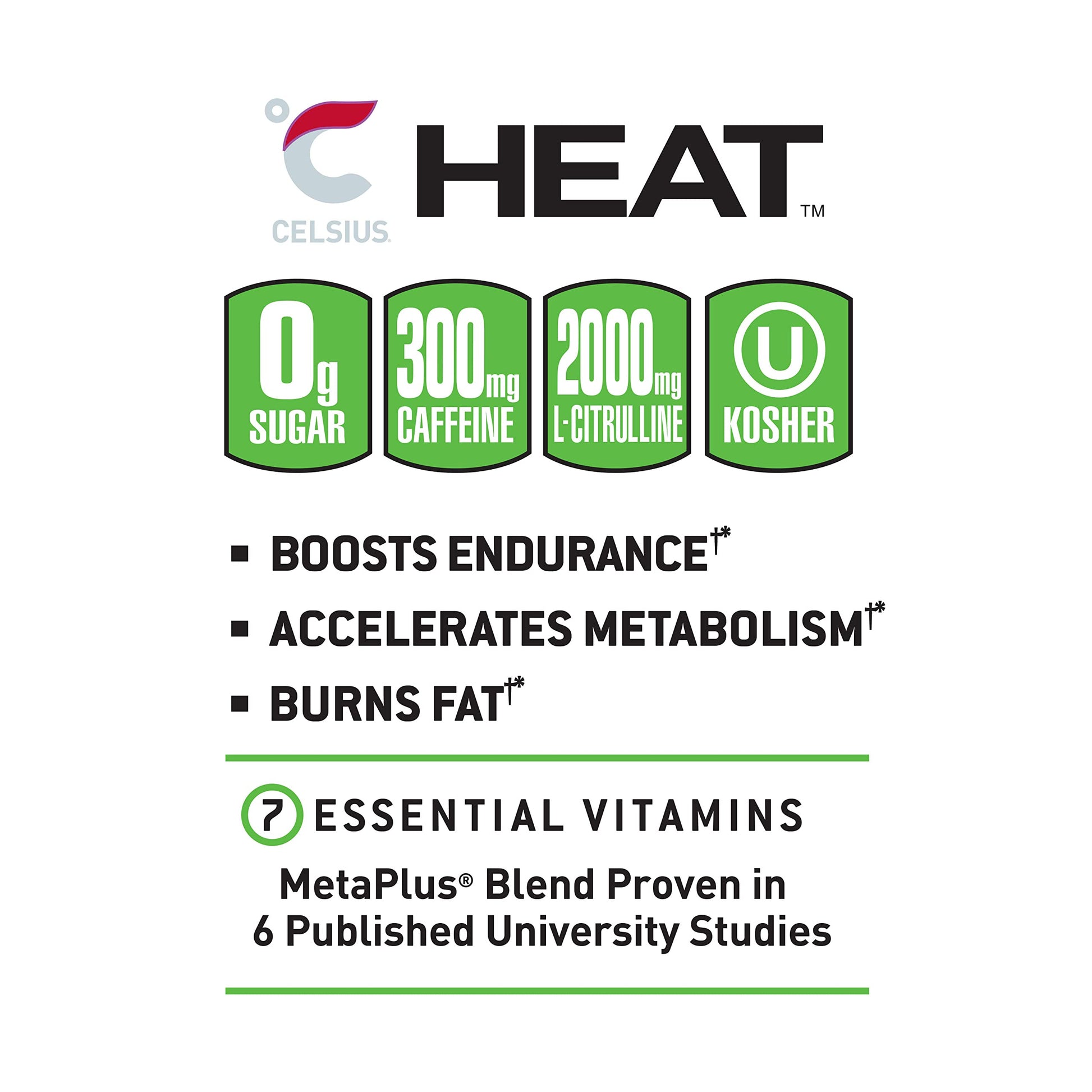 CELSIUS HEAT Performance Energy Drink, Cherry Lime, 16 Fl Oz (Pack of 12) CELSIUSBuy Supplements Australia