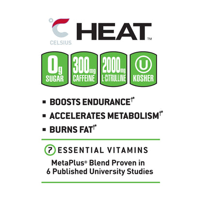 CELSIUS HEAT Performance Energy Drink, Cherry Lime, 16 Fl Oz (Pack of 12) CELSIUSBuy Supplements Australia