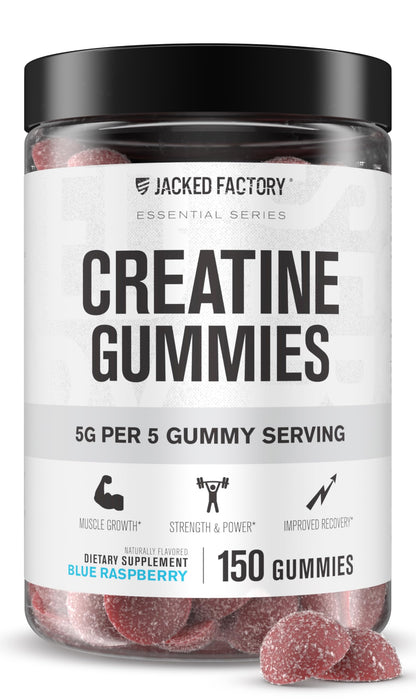 Jacked Factory Creatine Gummies 5g Daily Dose (1g per Gummy) - Creatine Gummy for Men and Women, Vegan-Friendly, Travel-Friendly, Third-Party Tested - 150 Gummies, Blue Raspberry Jacked FactoryBuy Supplements Australia