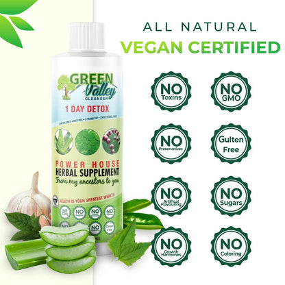 1 Day Colon Liquid Cleanse Formula and Liver Detox - Vegan Friendly, Helps Healthy Digestion Green Valley Cleanser