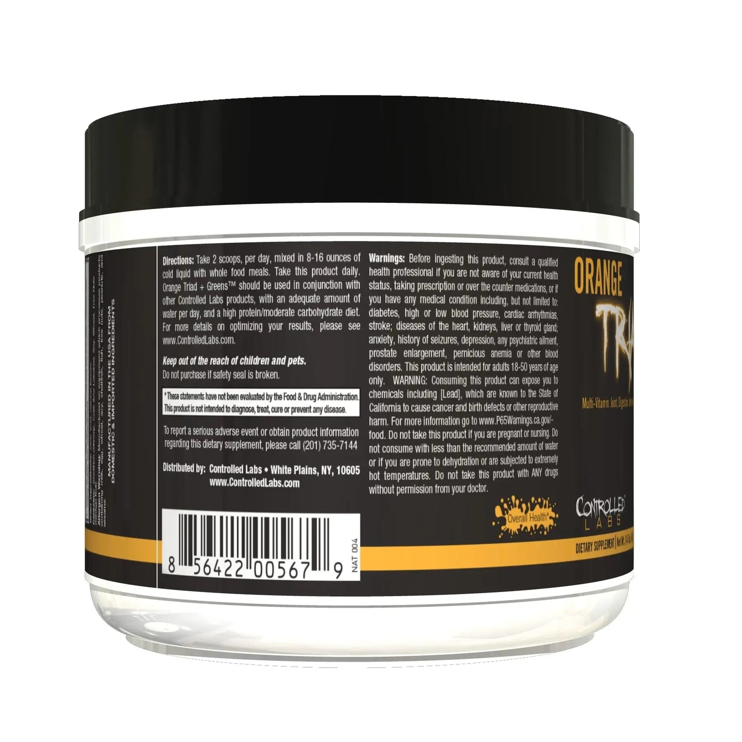 CONTROLLED LABS Orange Triad Plus Greens for Men and Women, 30 Servings Iron Free Sports Supplement for Overall Health CONTROLLED LABS