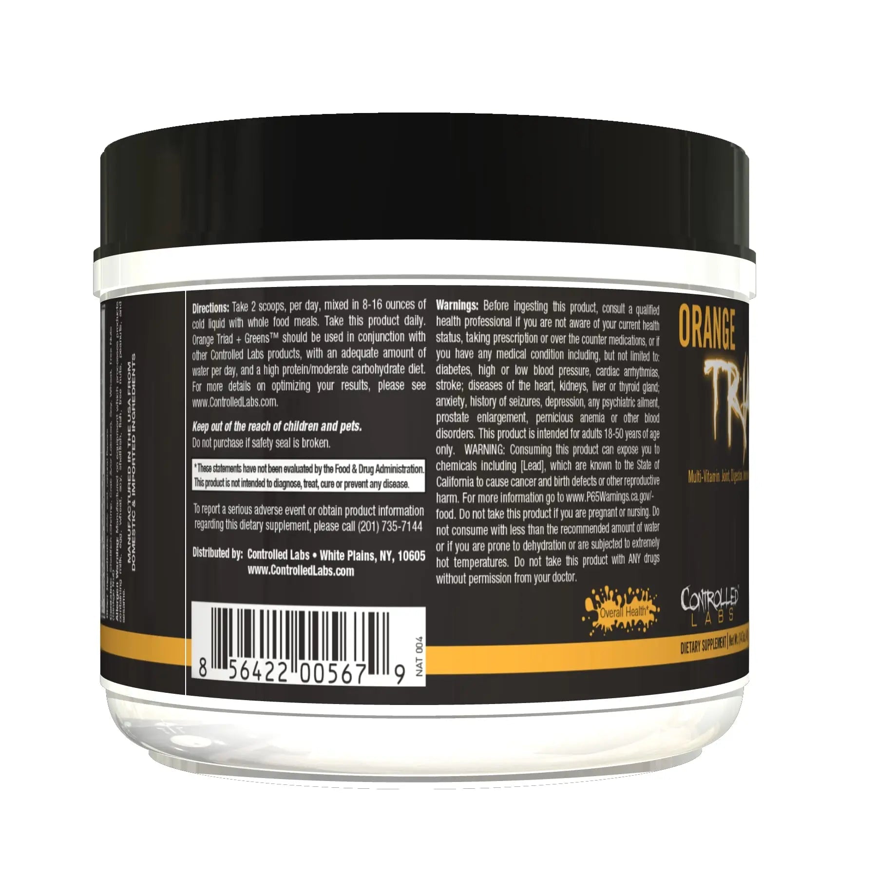 CONTROLLED LABS Orange Triad Plus Greens for Men and Women, 30 Servings Iron Free Sports Supplement for Overall Health CONTROLLED LABS