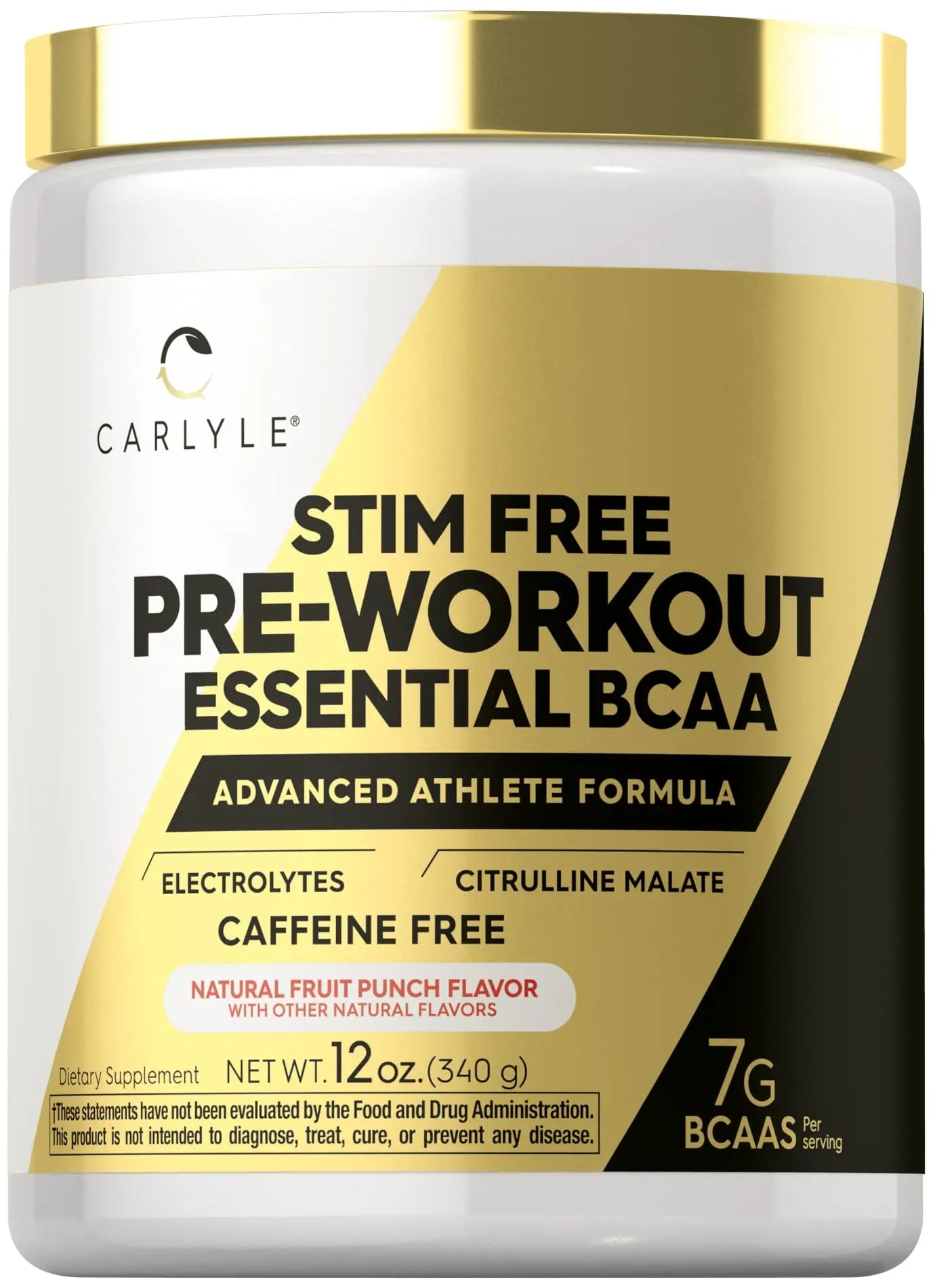 Carlyle Stim Free Pre Workout Powder | BCAA Amino Acids | 7g BCAA | Fruit Punch Flavor Carlyle