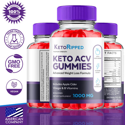 (5 Pack) Keto Ripped ACV Gummies, Keto Ripped ACV Gummies Advanced Weight Loss 1000MG Ark Labs