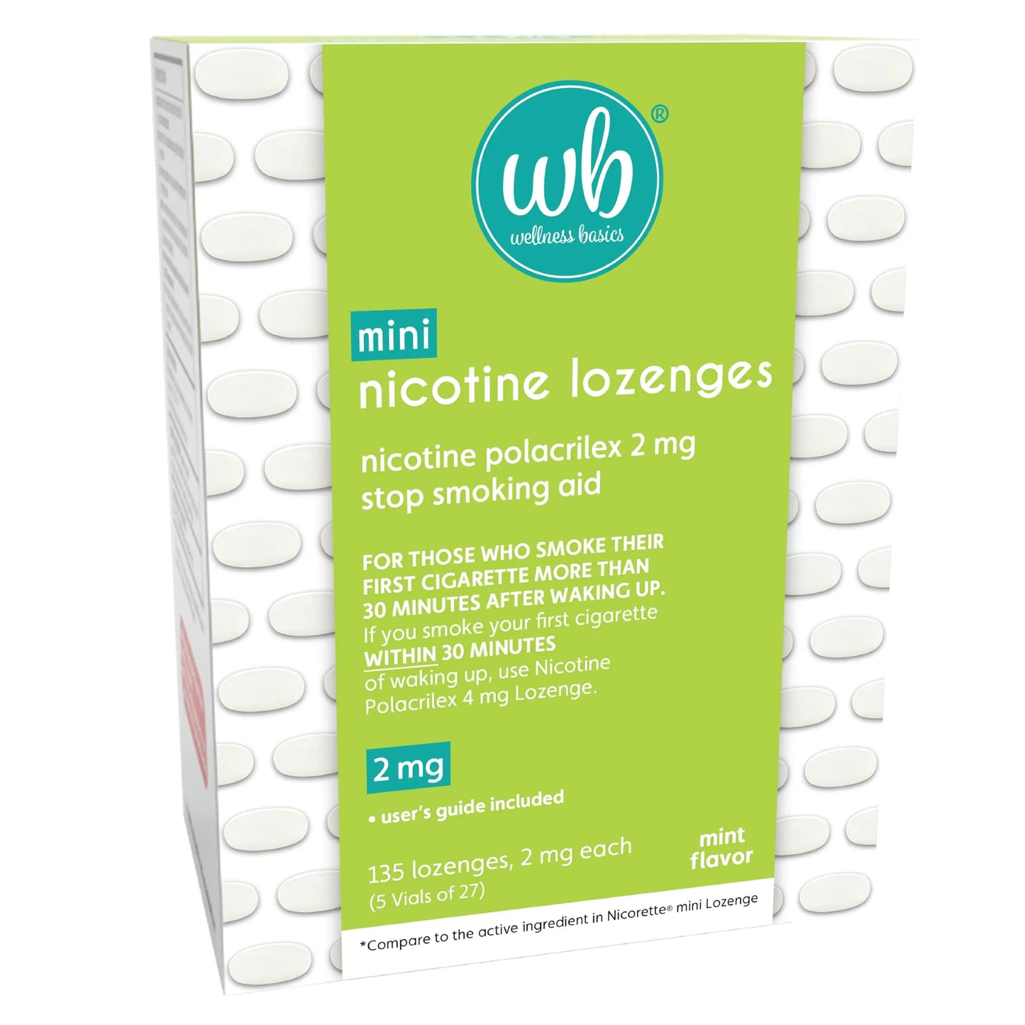 Wellness Basics Mini Nicotine Lozenge 2mg | Stop Smoking Aid | Mint Flavor | 135 Count | Pack of 5 Vials | Reduces Cravings & Withdrawal Symptoms Wellness Basics buy supplements Au