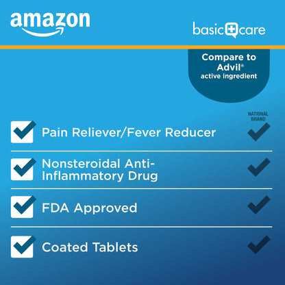 Amazon Basic Care Ibuprofen Tablets, 200 mg, Pain Reliever and Fever Reducer, For Headache, Muscular Aches, Arthritis, Backache, Menstrual Pain, 100 Count (Pack of 1) Amazon Basic Care buy supplements Au