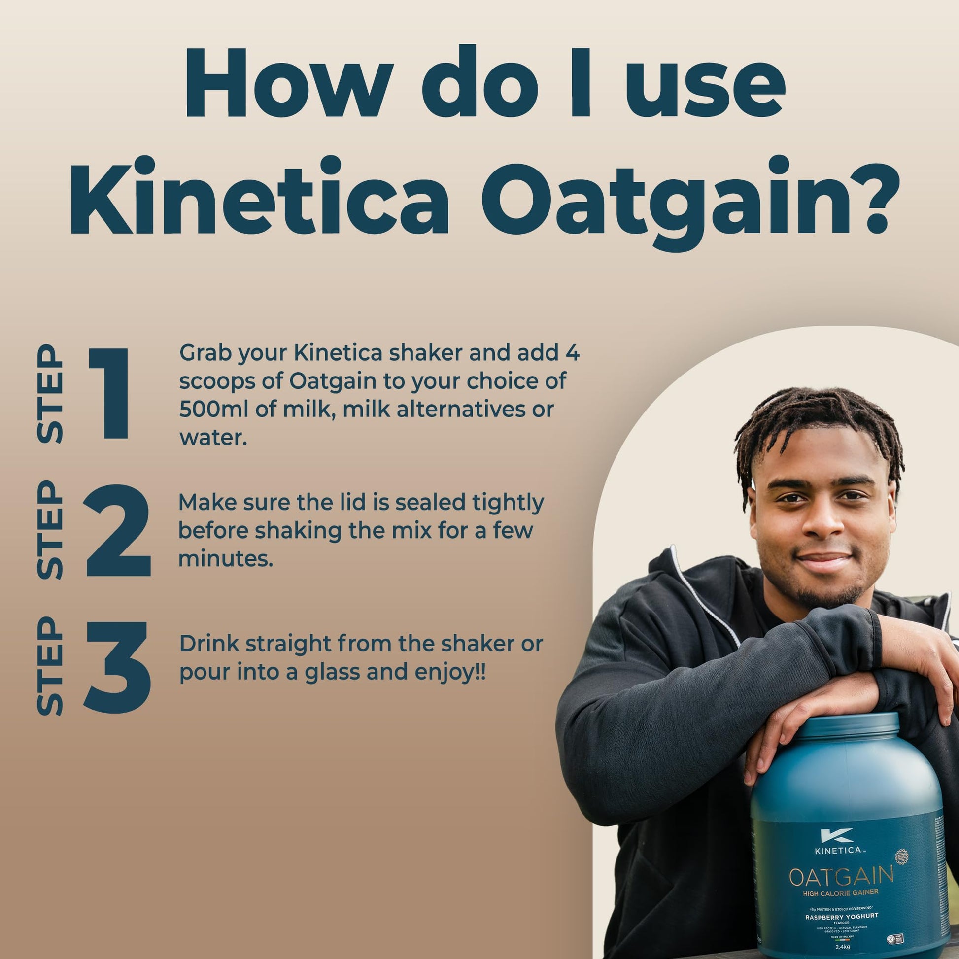 Kinetica OatGain Weight Gainer 600+ Calories & 47g Protein per Serving, 2.4 kg KineticaBuy Supplements Australia
