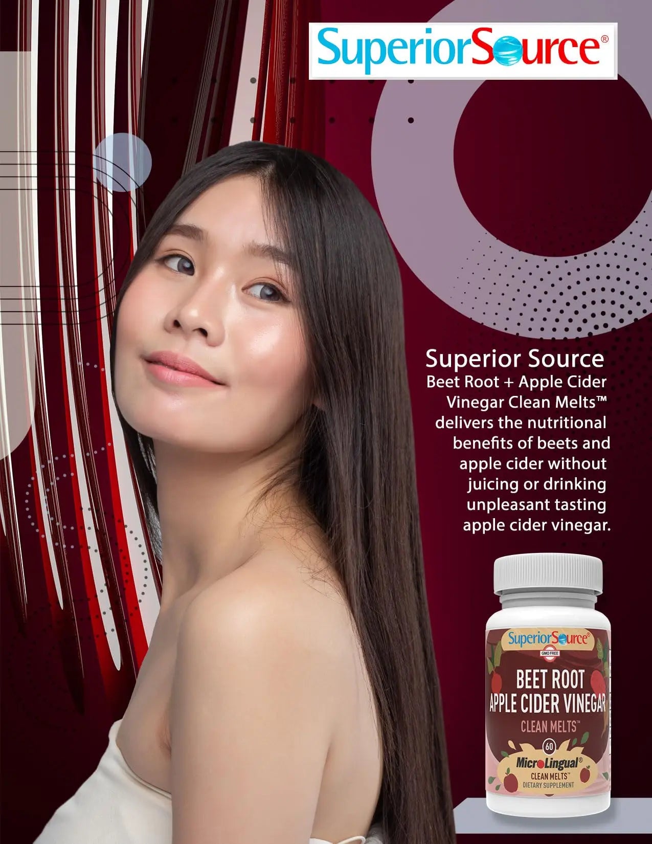Superior Source Beet Root + Apple Cider Vinegar Clean Melts, 60 Instant Dissolving & Great Superior Source