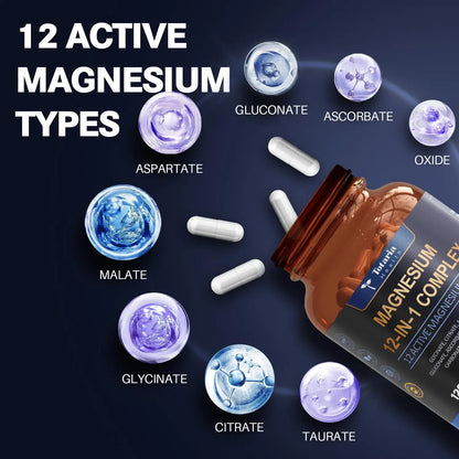 Magnesium Complex 700mg 12 in 1 Magnesium Supplement with Glycinate Citrate Malate Oxide Taurate Aspartate Orotate Magnesium Relaxation,Muscle,Heart Support, Vegan 120 Capsules 2PK Totaria buy supplements Au