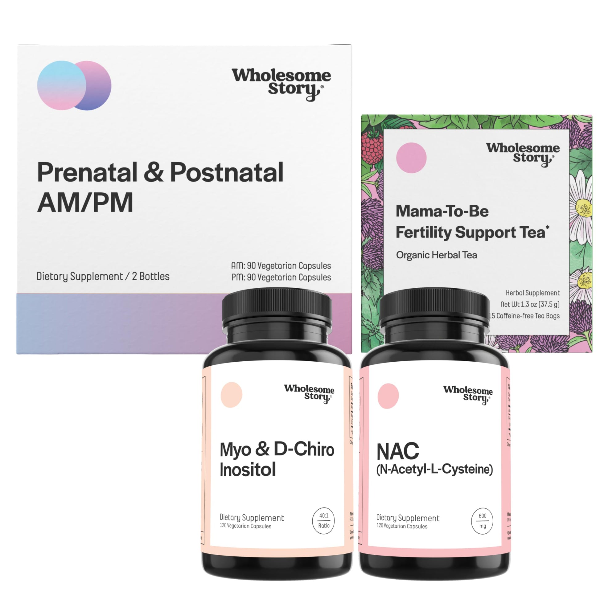 TTC Fertility Support Bundle | Myo-Inositol & D-Chiro Inositol Blend Capsule | NAC Supplement N-Acety Wholesome Story