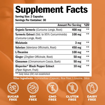 Turmeric, Melatonin & Valerian Root Sleep Aid Supplement. Natural Sleep Aid for Adults Vimerson HealthBuy Supplements Australia